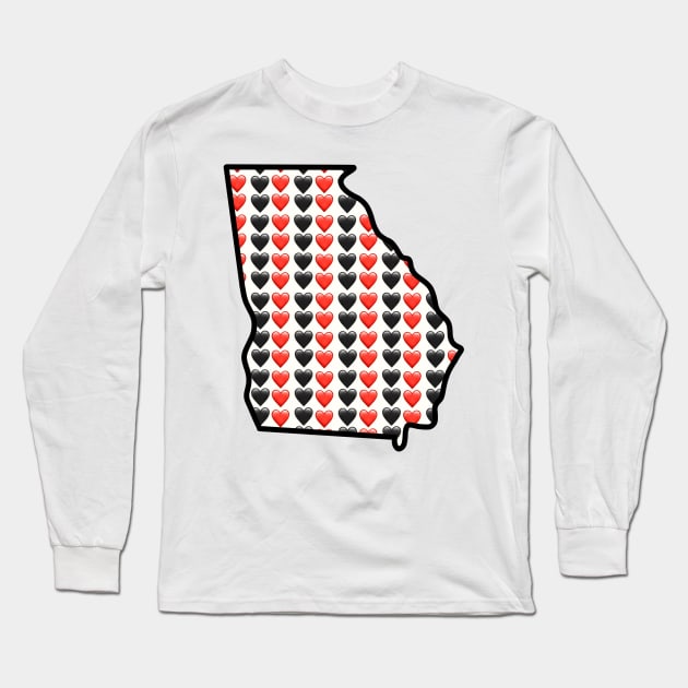 Georgia Red and Black Heart Emojis Long Sleeve T-Shirt by bradenjay99